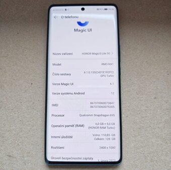 ,,Nový" Honor Magic5 Lite 5G, 6GB/128GB Emerald - 10