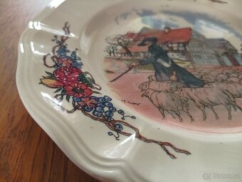 VINTAGE FAJÁNS TALÍŘ SARREGUEMINES HENRI LOUX FRANCIE - 10