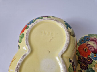 Stará keramická dóza ruční malba asi malírna Klenčí 30léta - 10