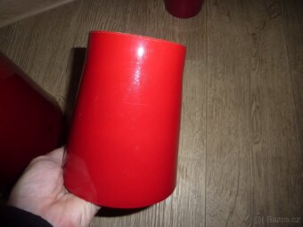 3x vánoční červený keramický obal na květináč - 10