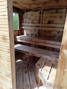 Finská venkovní sauna 2x2 m, pro až 6 osob,kamna na dřevo - 10