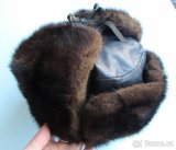 Čepice, ušanka dámská, norek a kůže - 10