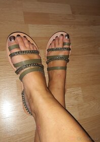 Nové dámské sandály sandálky žabky vel 40 páskové khaki - 10