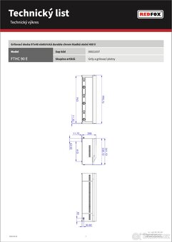 Grilovací deska Redfox FTHC 90E, elektrická 9 kW, 100 cm - 10