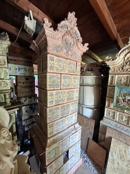 Kachlová kamna starozitná, barevná - 10