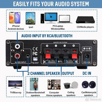 HIFI zesilovač AS-22  včetně DO a zdroje Mp3,BT,FM,Aux - 10