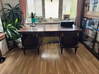 Masivní psací stůl ve stylu art deco / empír + židle - 10