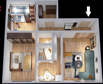 Pronájem bytu 3+1, 77m2, s šatnou, po rekonstrukci, u bazénu - 10