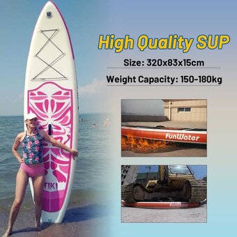 Paddleboard TIKI Pink 🩷, surfboard 320x84x15, 150 kg - 10