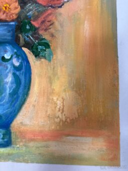 kvety v tyrkysove vaze - olejomalba 61 x 76 cm - 10