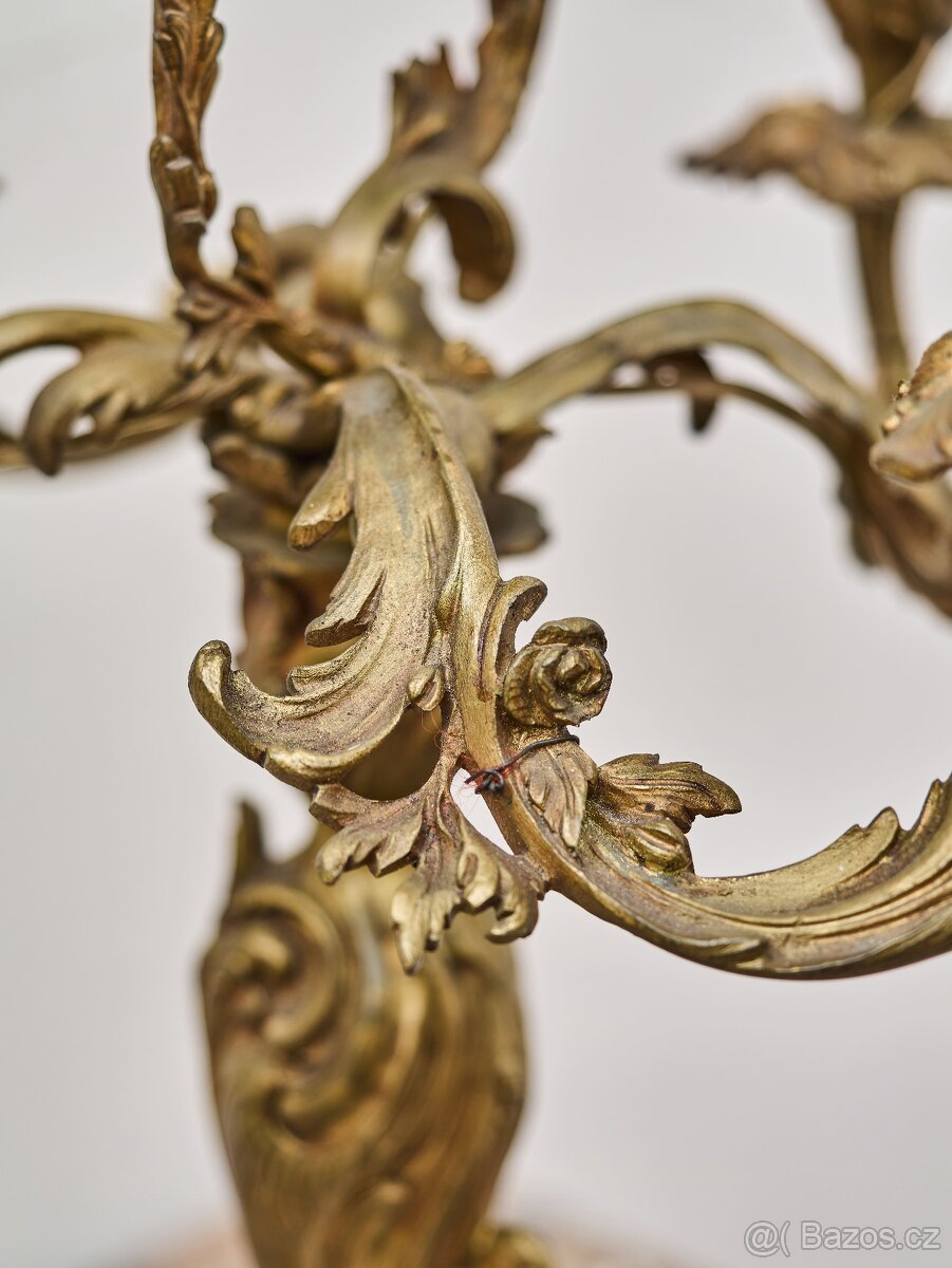 Párové bronzové svícny z 19. století – elektrifikované - 11