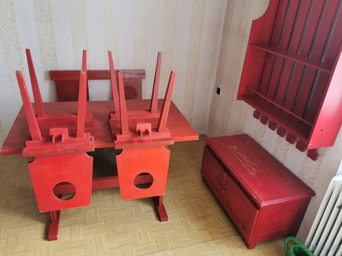 Selský nábytek, zdobený, masiv, dub - 11