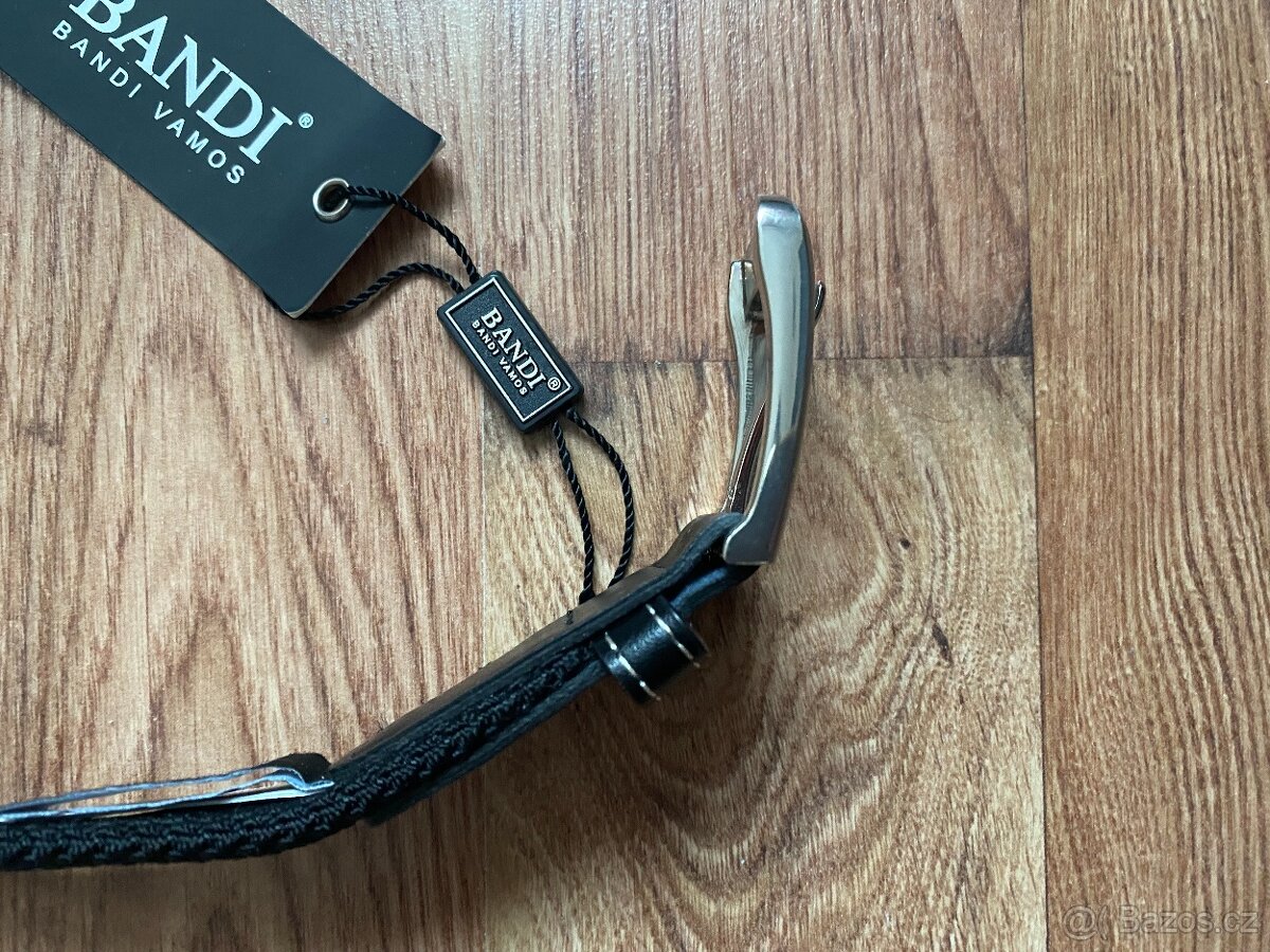 Nový pánský pružný opasek Bandi -L/XL, černý s modrými pruhy - 11