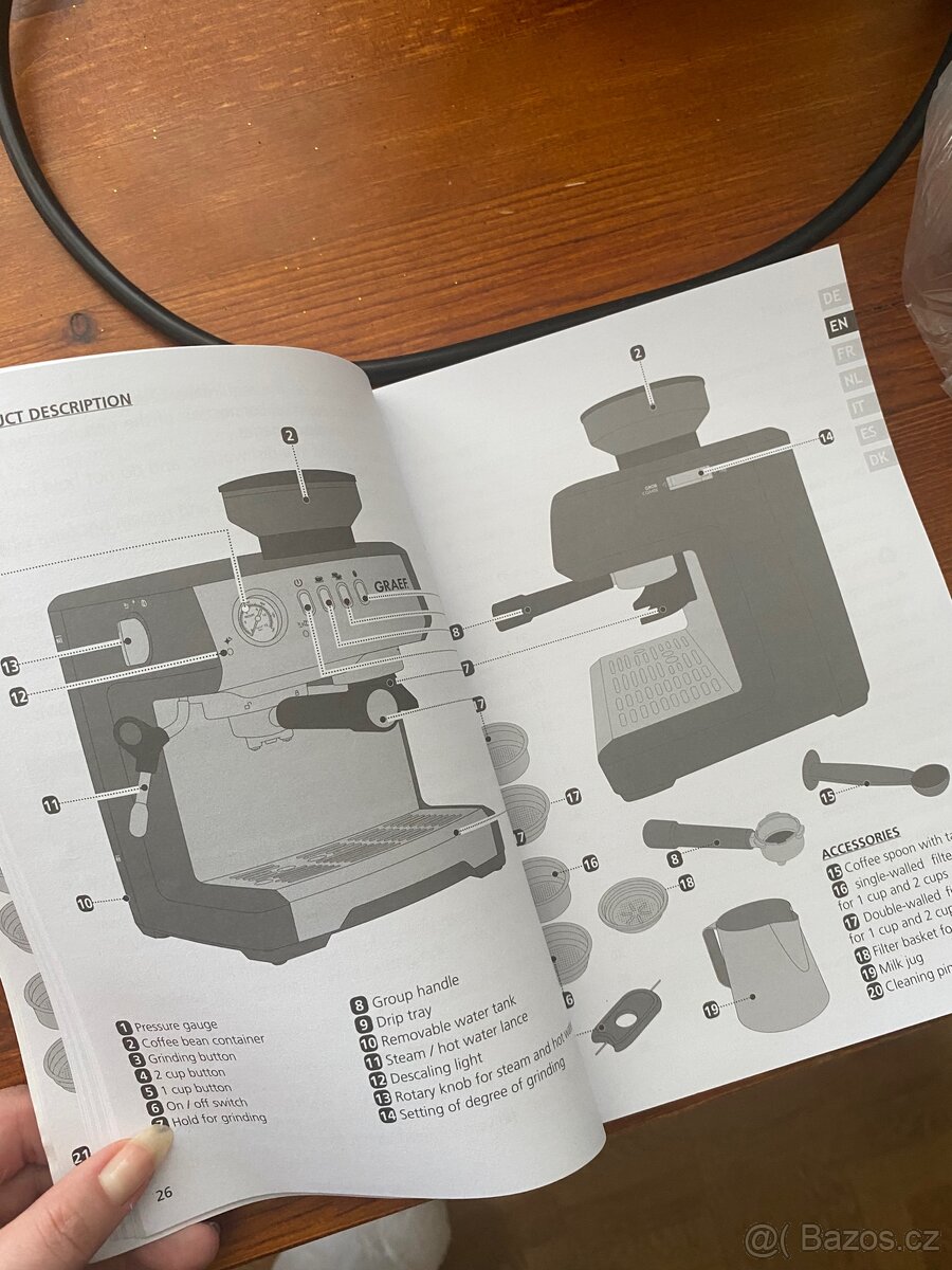 Pákový kávovar graef s mlýnkem a příslušenstvím - 11