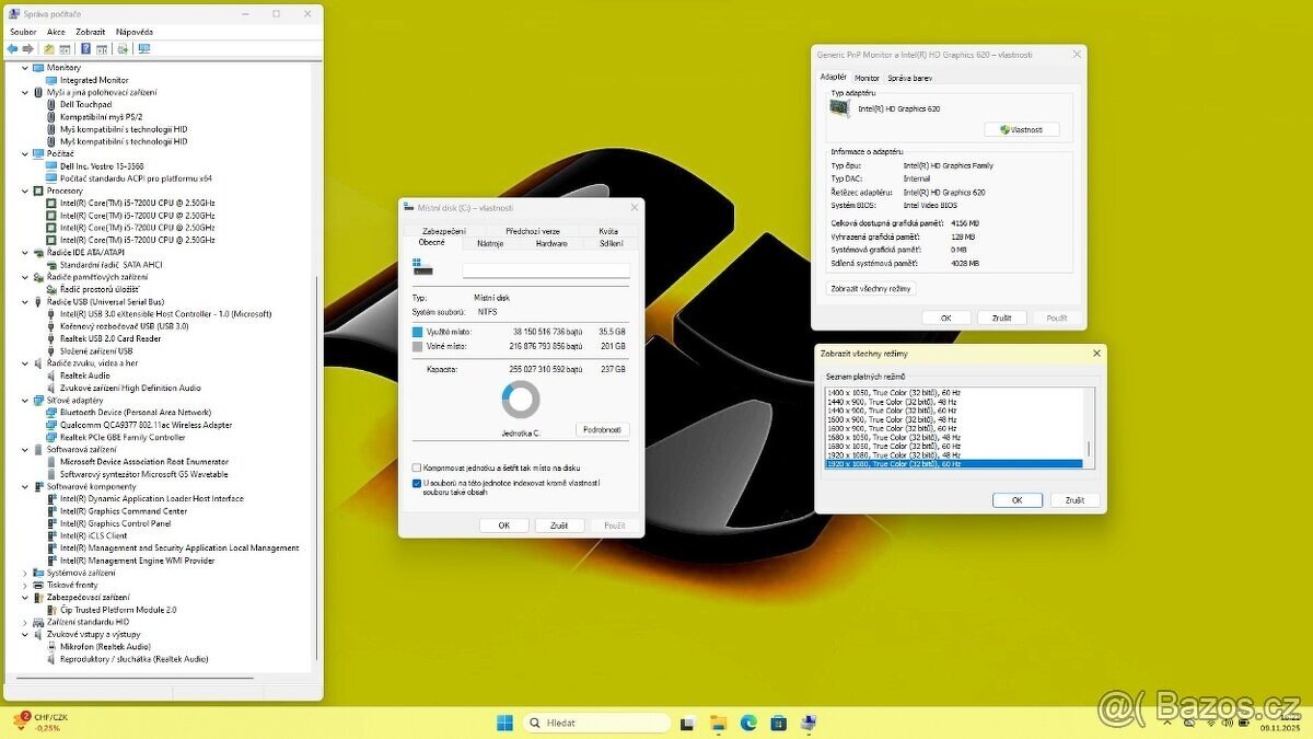 DELL VOSTRO 3568 /i5-7200/8GB/SSD256GB/WIN11/ZÁRUKA - 11
