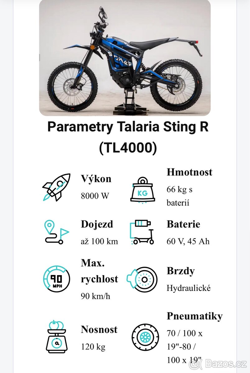Talaria Sting R 8 kW 2024 homologace 194 km - 11