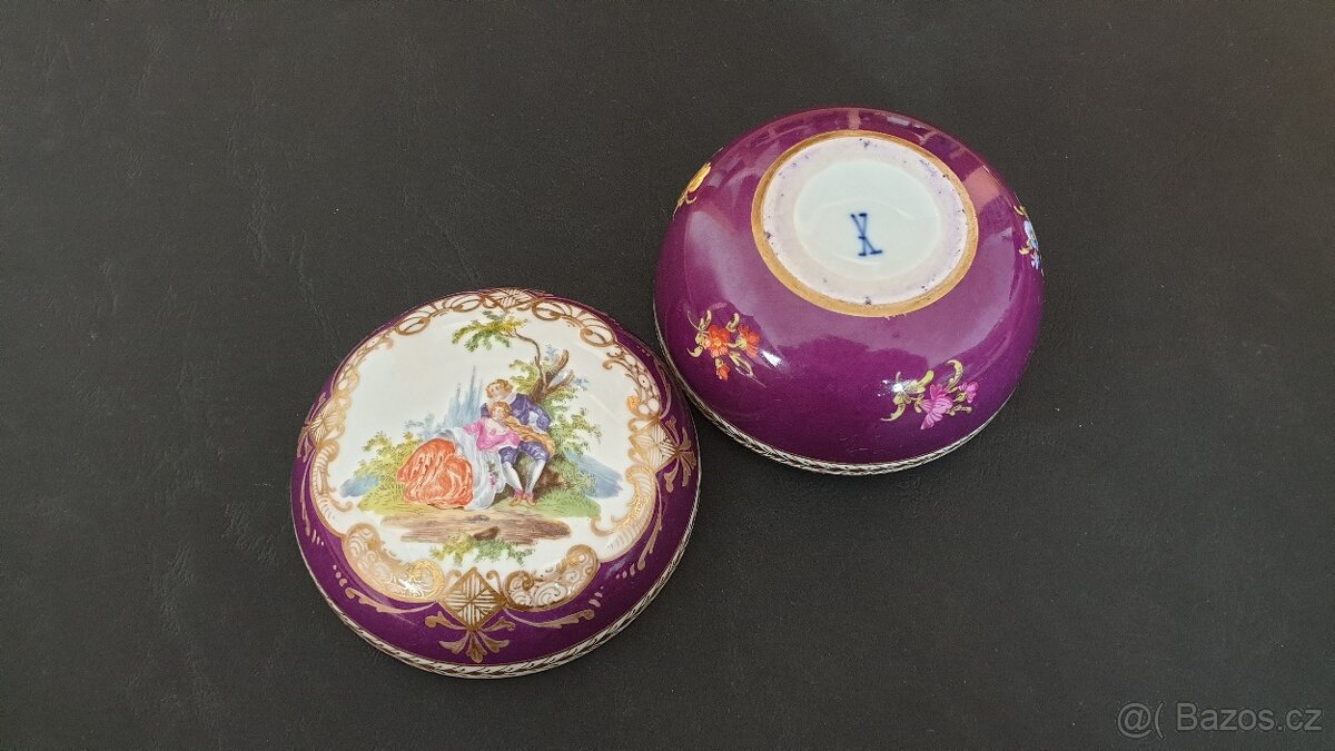 Starožitná porcelánová šperkovnice "Míšeňský Styl" - 11