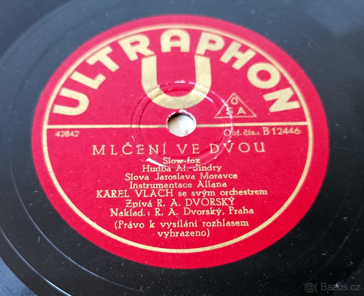 4 šelakové gramofonové desky ULTRAPHON, R. A. Dvorský - 11