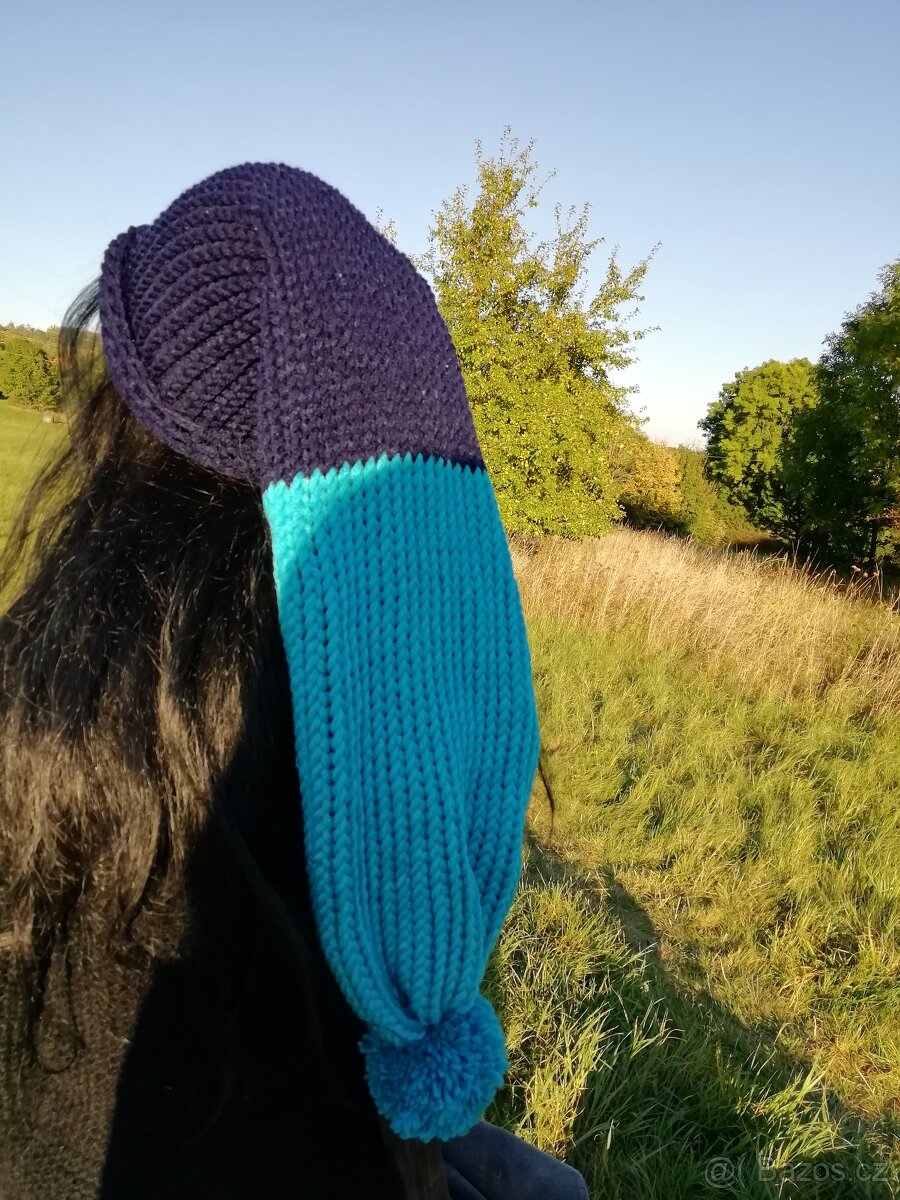 Nová pletená mega dlouhá čepice - 11