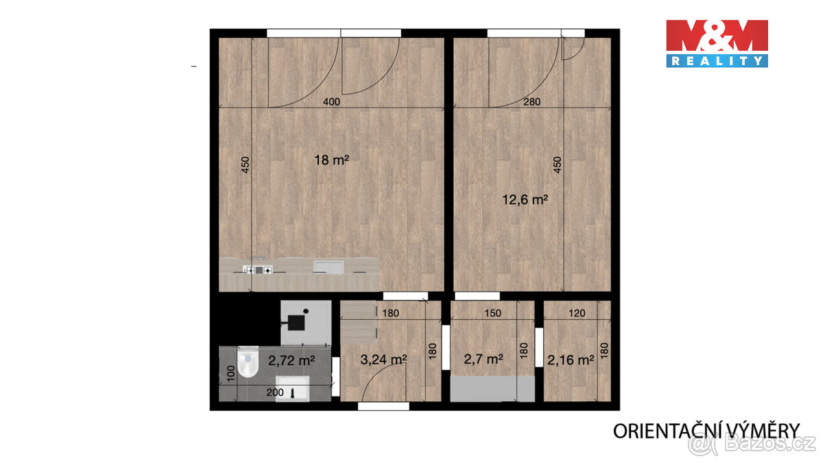 Pronájem bytu 2+kk, 42 m², Liberec, ul. Dobiášova - 11