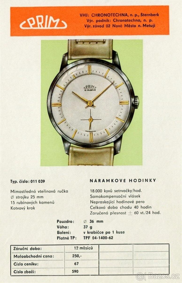 Československé mechanické vintage retro hodinky PRIM Traktor - 11