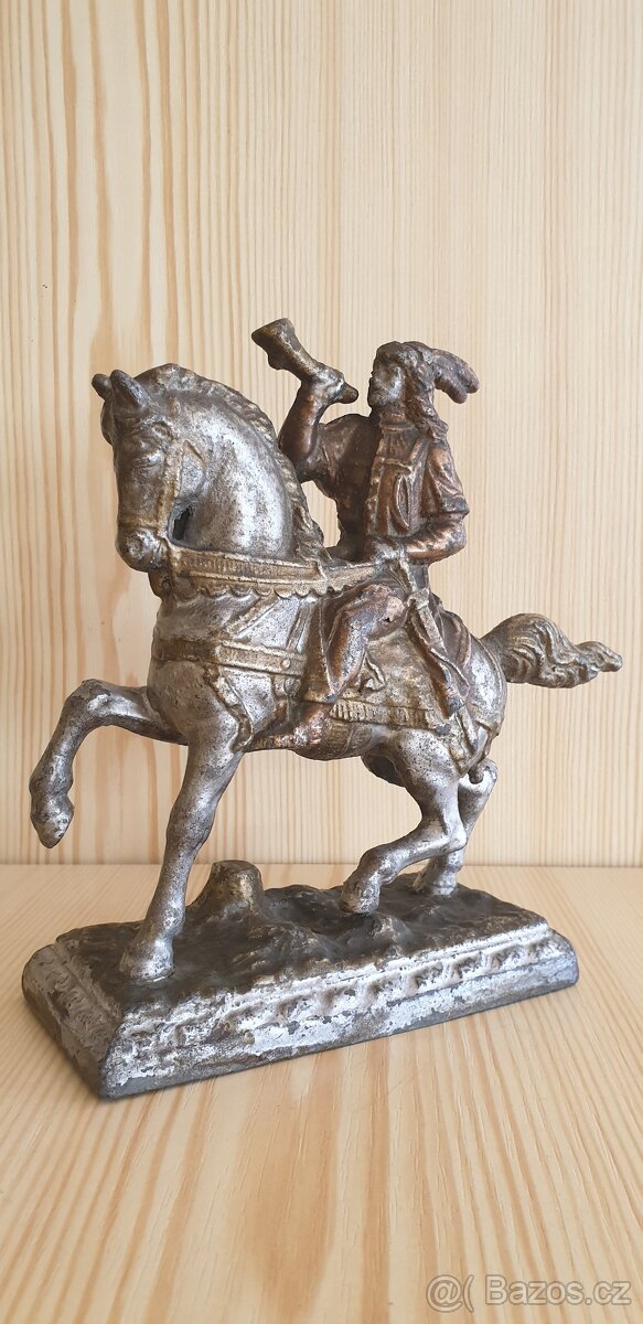 OLDŘICH NA KONI, UMĚLECKÁ PLASTIKA ORIGINÁL SOŠKA 1850-1899 - 11