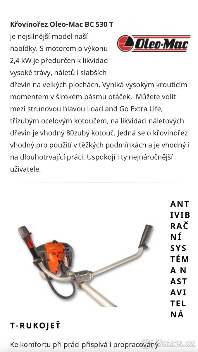 Prodám křovinořez Oleo-Mac BC 530T - 11