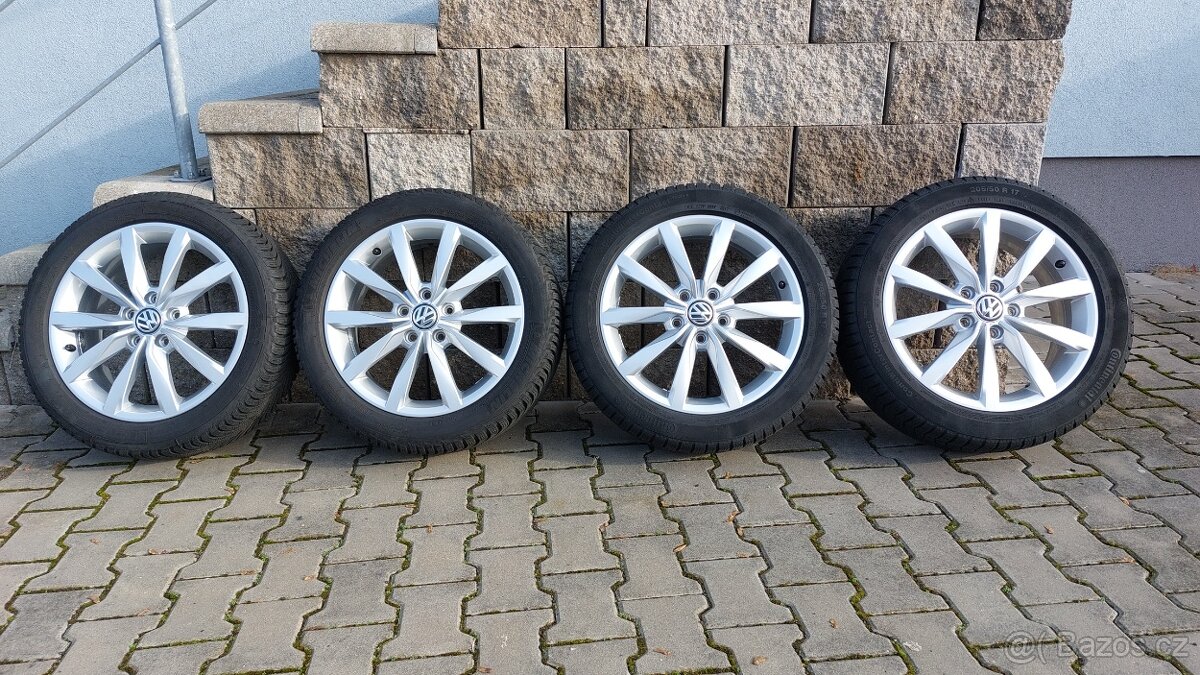 Alu kola 5x112 r17 Dijon orig. Vw Golf VII - zimní pneu - 11