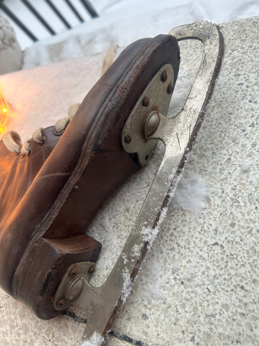 Historické brusle Alpina s čepelemi Sheffield, - 11