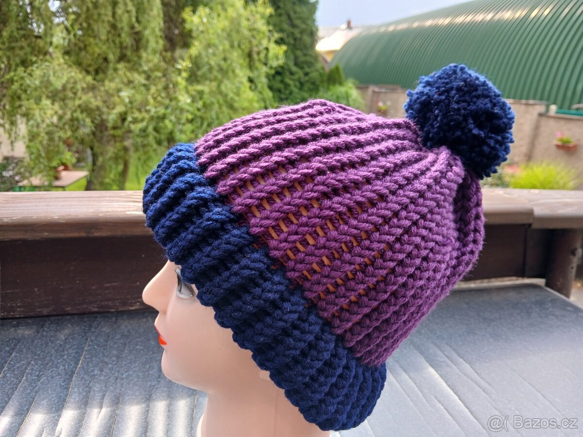 Nový pletený kulich (dvojitý lem) - 11