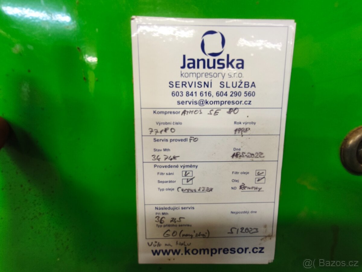 Prodám šrouboví kompresor atmos se 80 - 11