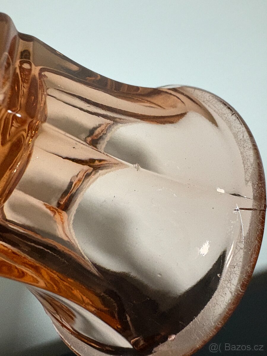 Váza Art deco - růžové sklo - 11