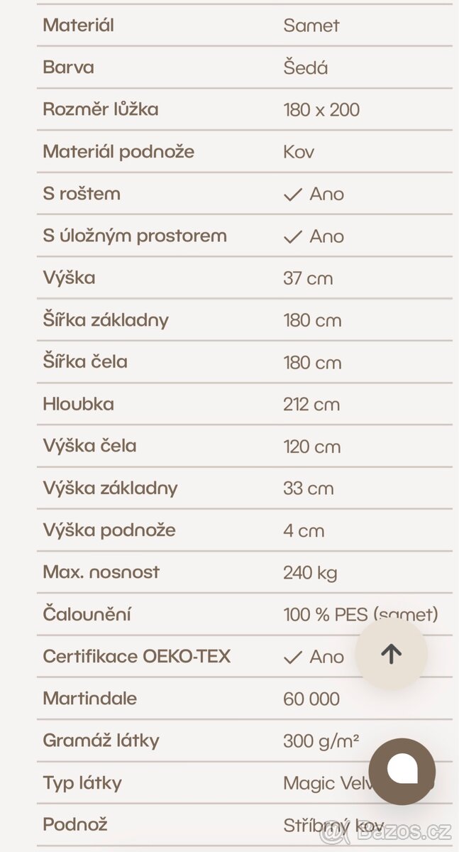 Postel manželská - šedý samet - 11