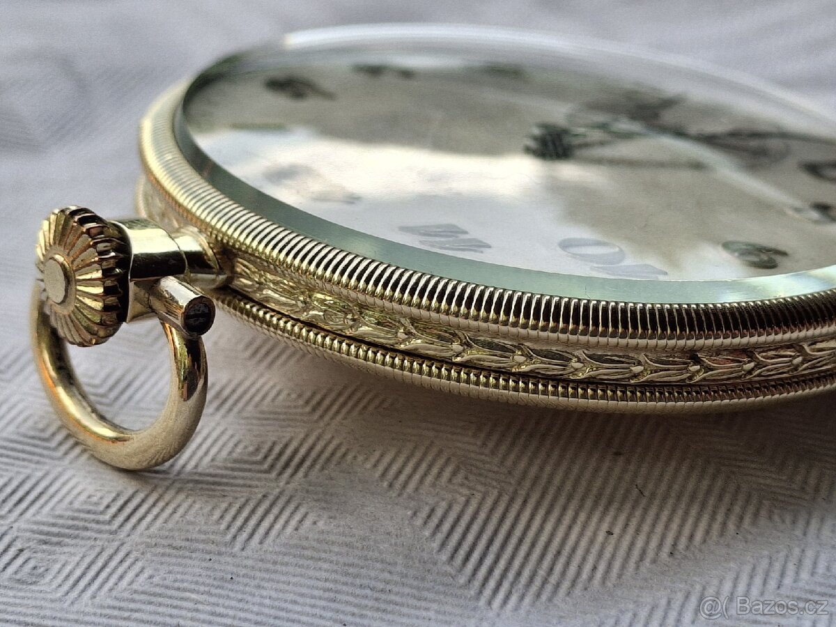 Zlaté 14K starožitné kapesní hodinky ORATOR - 11