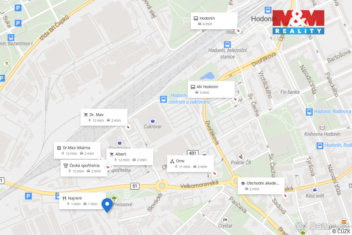 Pronájem kanceláře 18 m², Hodonín, ul. Velkomoravská - 11