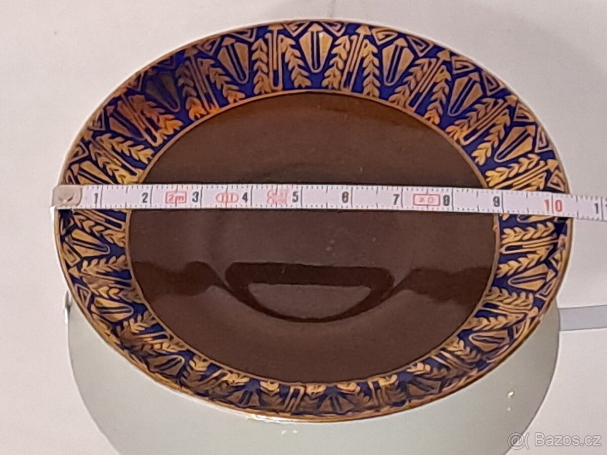 Starožitný hrneček s podšálkem v barvě kobaltové modři - 11