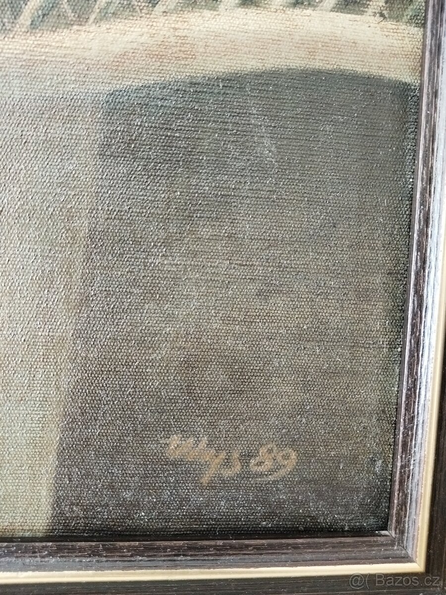 obraz DÁMA S PERLOVÝM NÁHRDELNÍKEM, olej, sign. +89 - 11