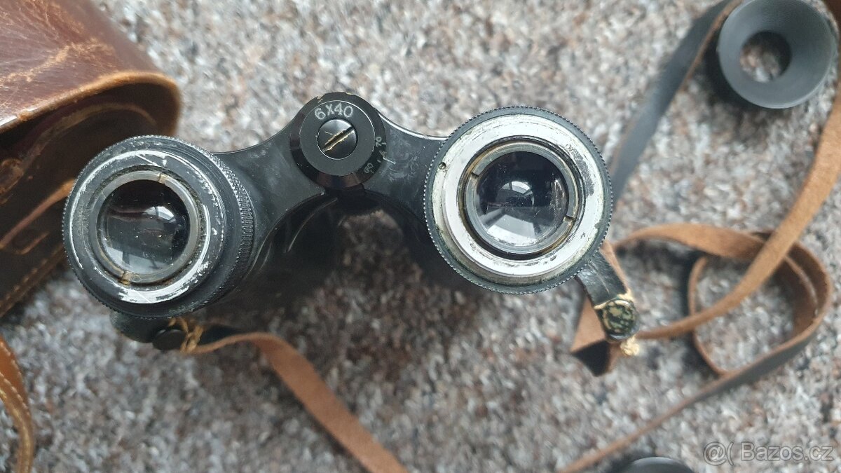 Starožitný dalekohled -kukatko + pouzdro, dalekohled 6x40 - 11