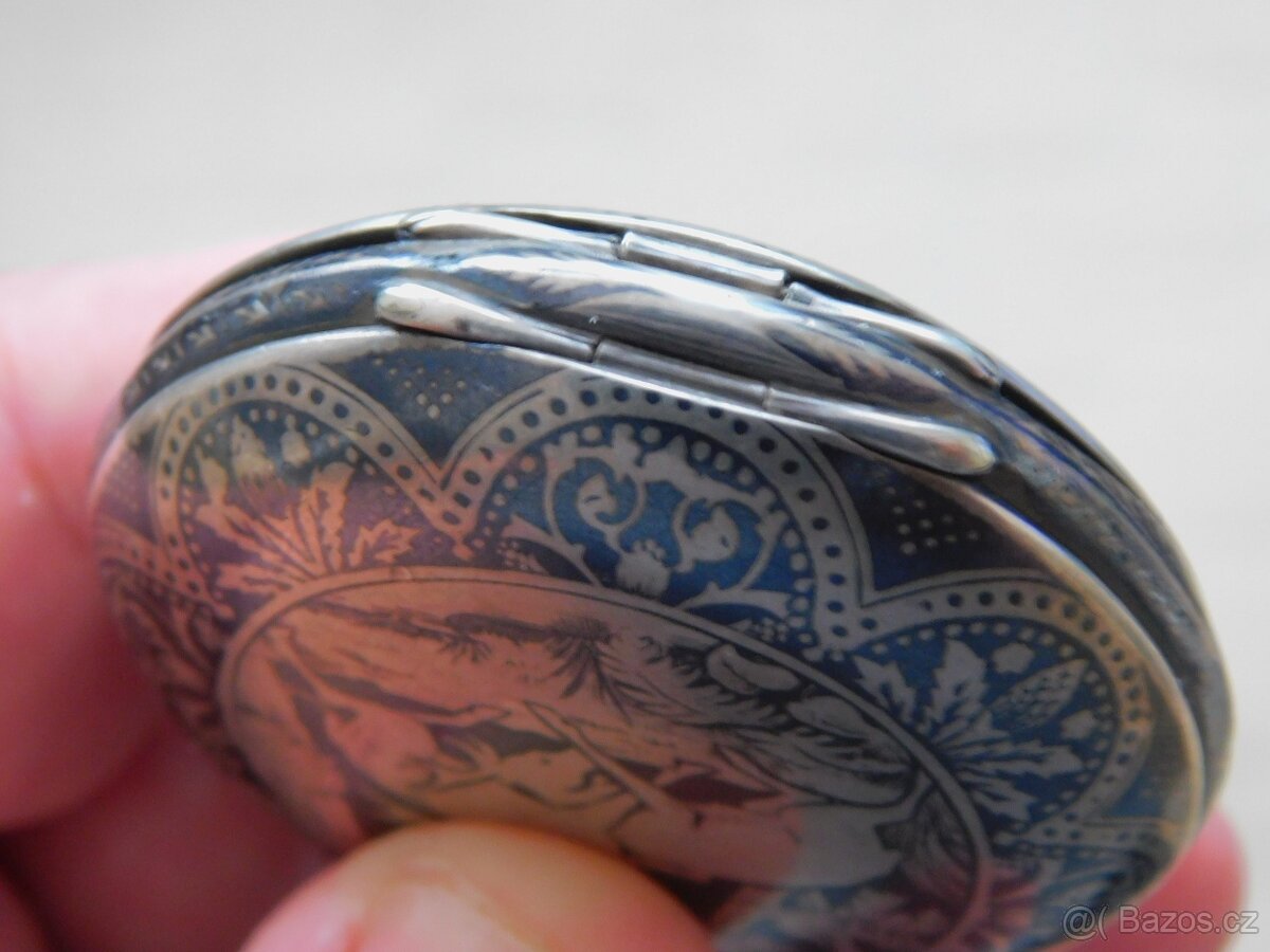 Celostříbrné tulou zdobené tříplášťové raritní kapesní hodin - 11