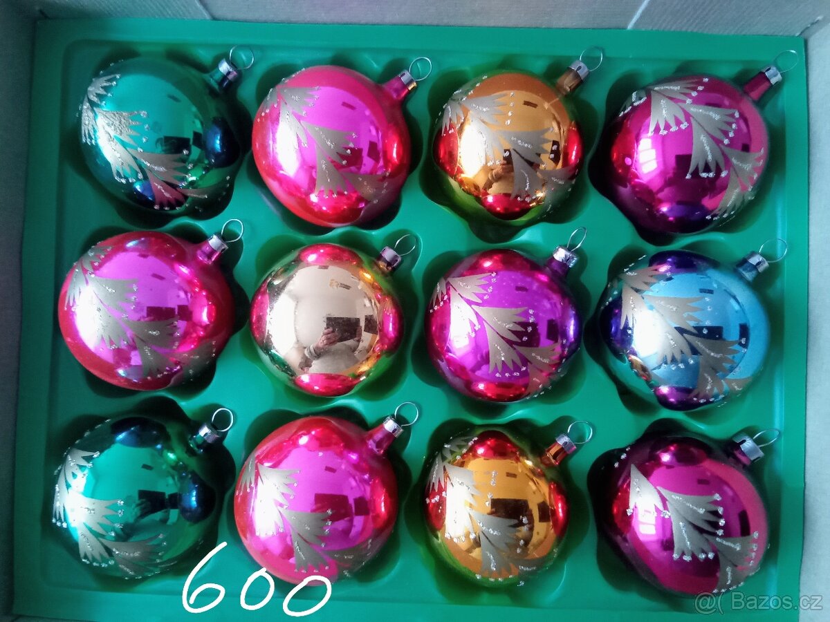 Staré, vánoční ozdoby -baňky-panáčci-korálkové, starožitné - 11