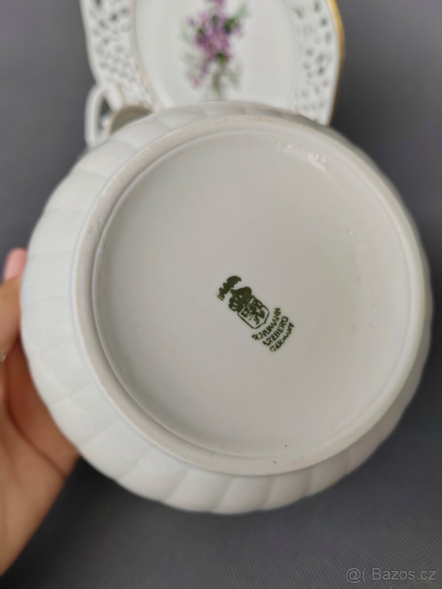 Nádherná porcelánová sada s květinovým dekorem od Schumann - 11