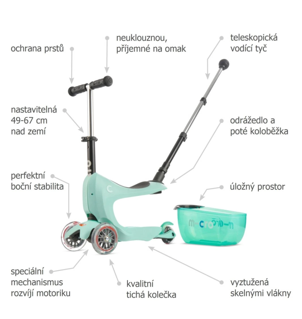 Dětská Micro koloběžka a Mini2go dětské odrážedlo 2v1 Deluxe - 11