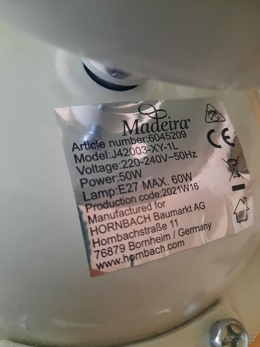 Madeira Stropní ventilátor se světlem 107cm Nový - 11