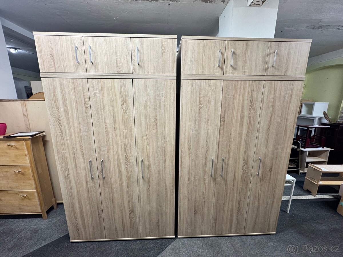 1x Krásná vysoká šatní skřín s nástavbou dub Sonoma - 11