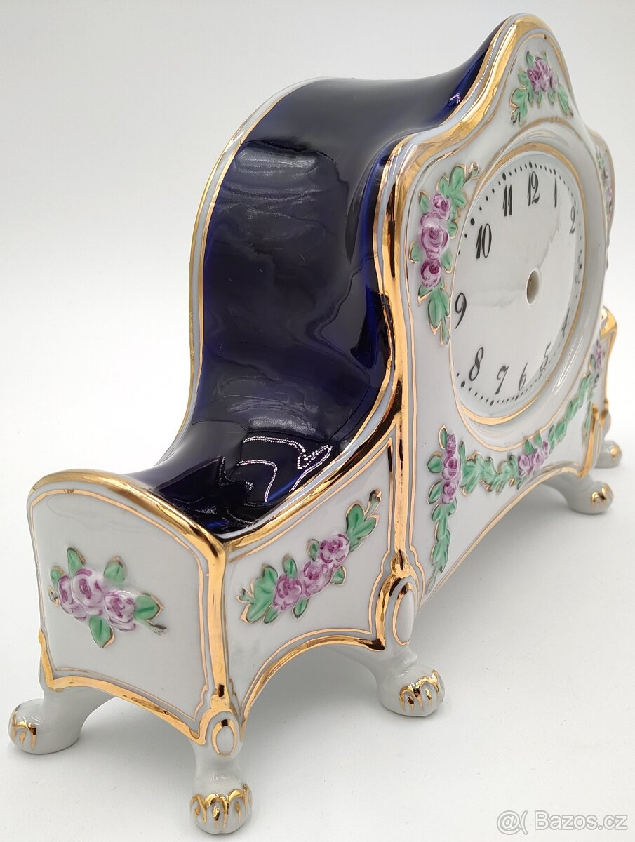 Krásné staré luxusní porcelánové torzo hodin Royal Dux - 11