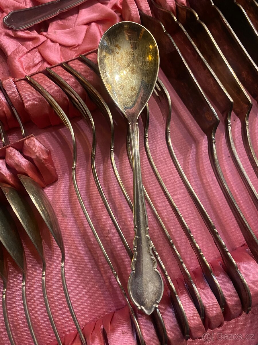 Velká sada starožitného příboru alpaka - 11