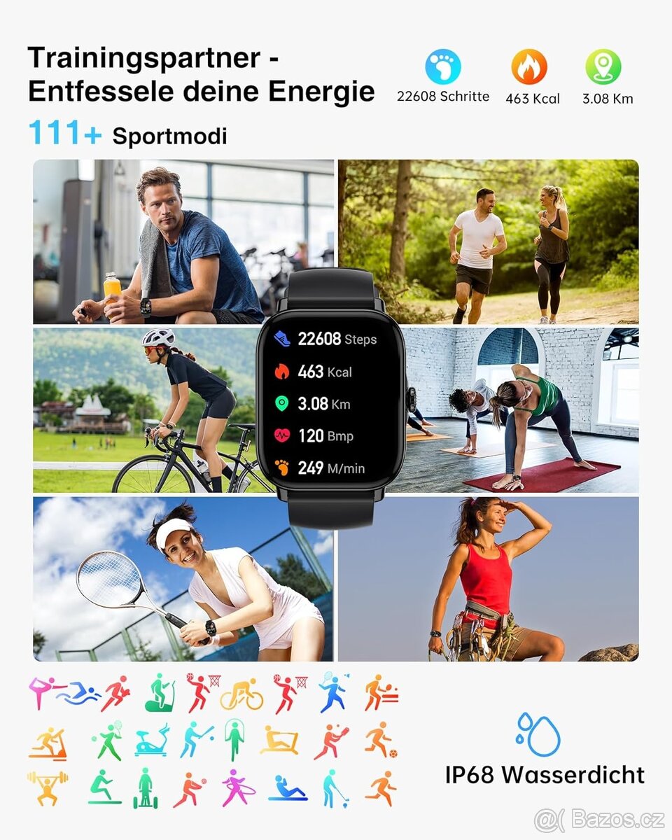 Chytré hodinky LLKBOHA P72 – 1,85" - volání, IP68 v češtině - 11