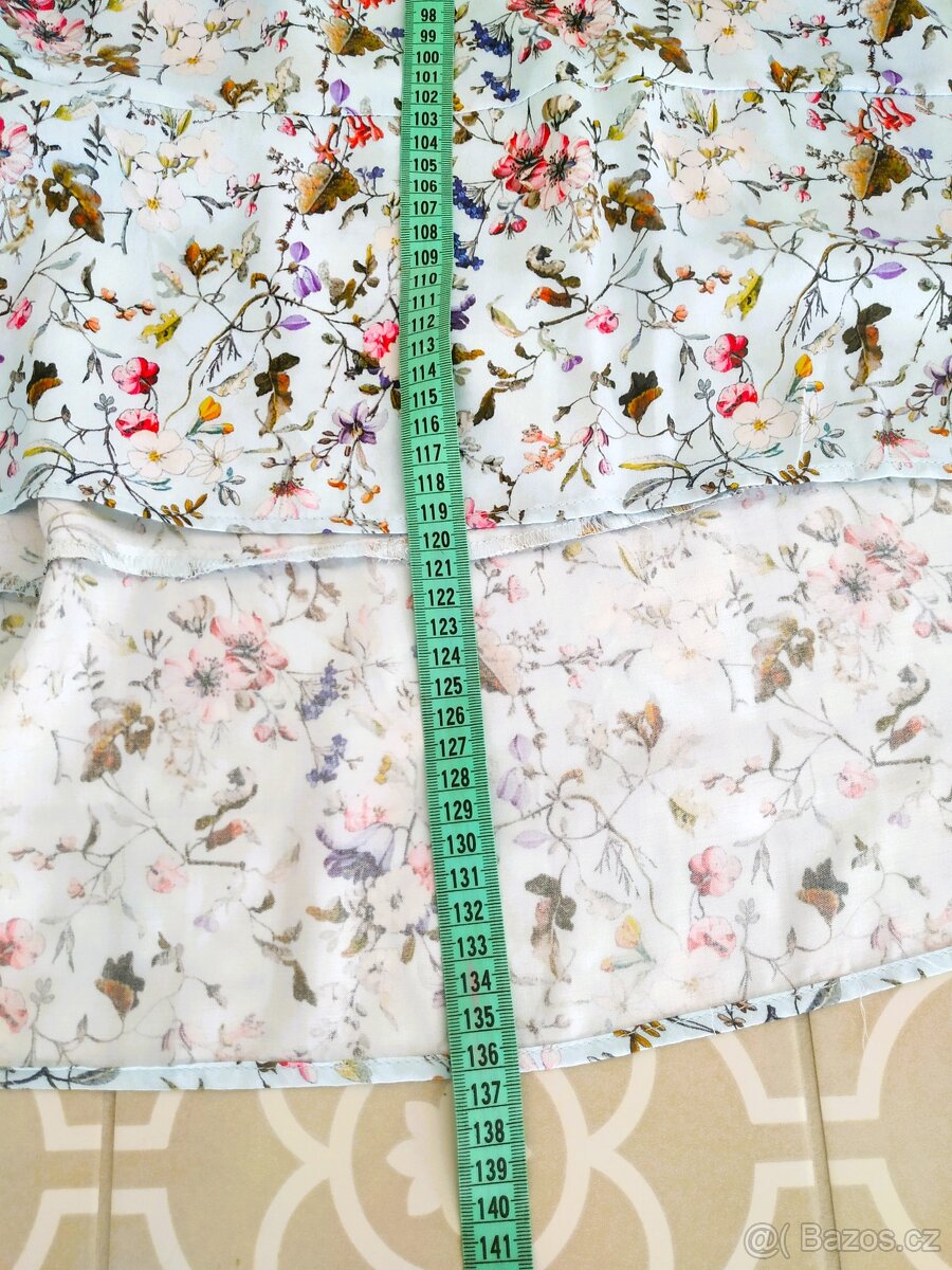 Nové modré šaty Timeout M L Luční kvítí růže květiny dlouhé - 11