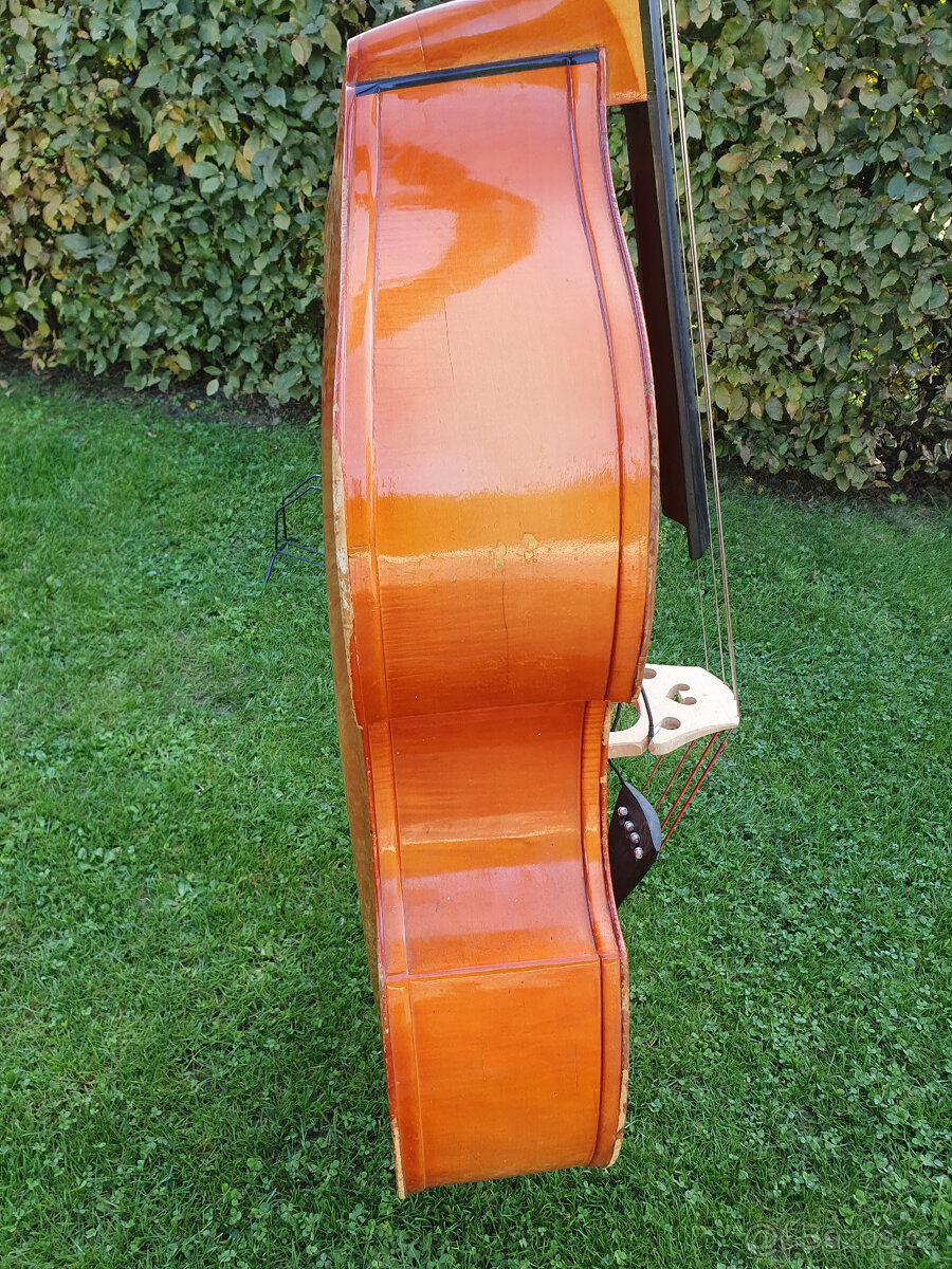 Celomasivní český 3/4 kontrabas, piezo snímač, obal - 11