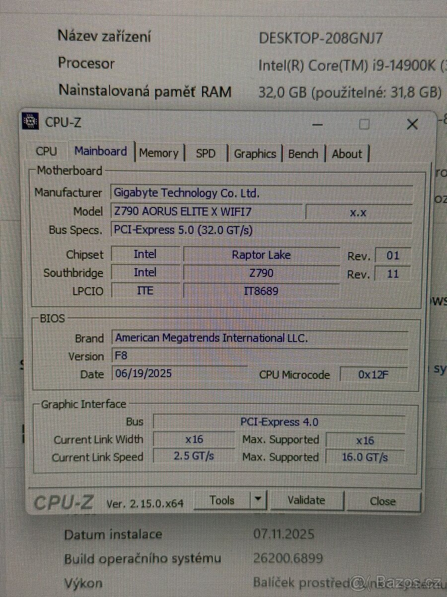 Herní PC sestava Z790 i9-14900K 32GB 4TB RTX 4080 Super DPH - 11